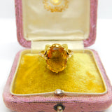 9ct Yellow Gold Citrine Set Cocktail Ring Antique c1920 Art Deco