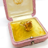 9ct Yellow Gold Citrine Set Cocktail Ring Antique c1920 Art Deco