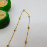 Italian 18ct Yellow & White Gold Bi-Colour Beaded Chain Necklace Vintage c1990