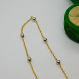Italian 18ct Yellow & White Gold Bi-Colour Beaded Chain Necklace Vintage c1990