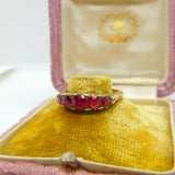 Victorian 15ct Yellow Gold & Five Stone Ruby Band Ring Antique c1890