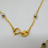 Italian 18ct Yellow & White Gold Bi-Colour Beaded Chain Necklace Vintage c1990