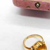 9ct Yellow Gold Citrine Set Cocktail Ring Antique c1920 Art Deco