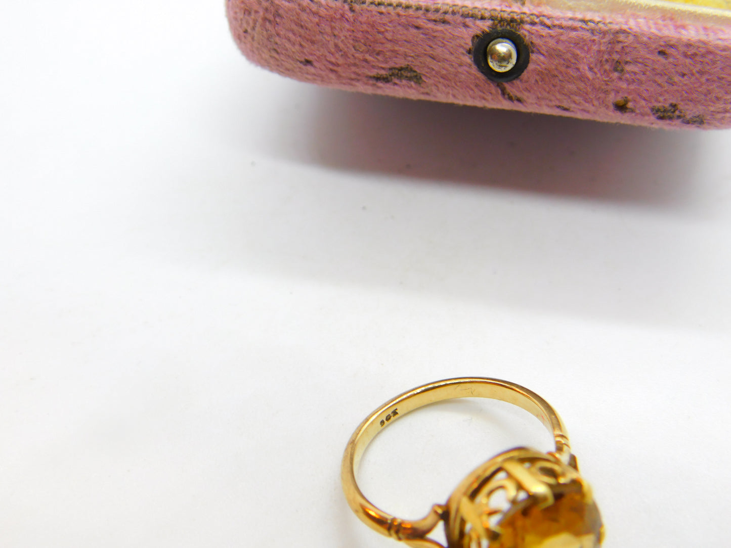 9ct Yellow Gold Citrine Set Cocktail Ring Antique c1920 Art Deco