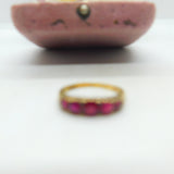 Victorian 15ct Yellow Gold & Five Stone Ruby Band Ring Antique c1890
