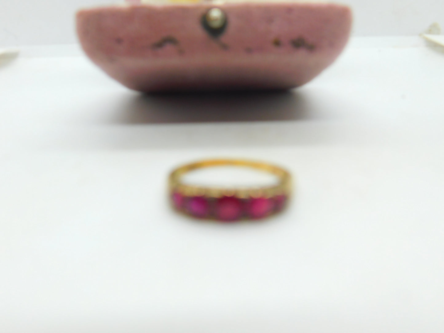 Victorian 15ct Yellow Gold & Five Stone Ruby Band Ring Antique c1890