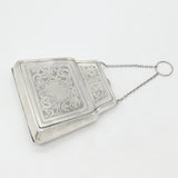 Large Sterling Silver Floral Ladies Leather Lined Purse Antique 1917 Birmingham