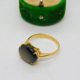 18ct Yellow Gold Cabochon Black Star Sapphire Dress Ring Vintage c1980
