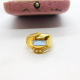 18ct Yellow Gold, Sapphire & Diamond Paste Modernist Dress Ring Vintage c1970