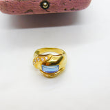 18ct Yellow Gold, Sapphire & Diamond Paste Modernist Dress Ring Vintage c1970