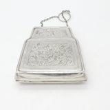 Large Sterling Silver Floral Ladies Leather Lined Purse Antique 1917 Birmingham