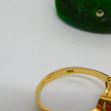 18ct Yellow Gold Cabochon Black Star Sapphire Dress Ring Vintage c1980