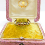 9ct Yellow Gold Full Eternity Ring Set with Ruby & Paste Stones Vintage 1993