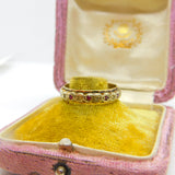 9ct Yellow Gold Full Eternity Ring Set with Ruby & Paste Stones Vintage 1993