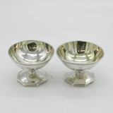 George III Pair of Sterling Silver Pedestal Salt Cellars Antique 1790 London
