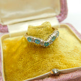 9ct Yellow Gold, Topaz & Diamond Herringbone Band Ring Vintage c1990 Sheffield