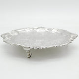 George II Sterling Silver Floral Pattern Salver Dish Antique 1752 London