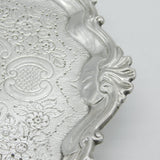 George II Sterling Silver Floral Pattern Salver Dish Antique 1752 London