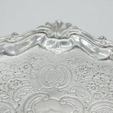George II Sterling Silver Floral Pattern Salver Dish Antique 1752 London