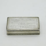 William IV Sterling Silver Engraved Snuff Box Antique 1835 Birmingham