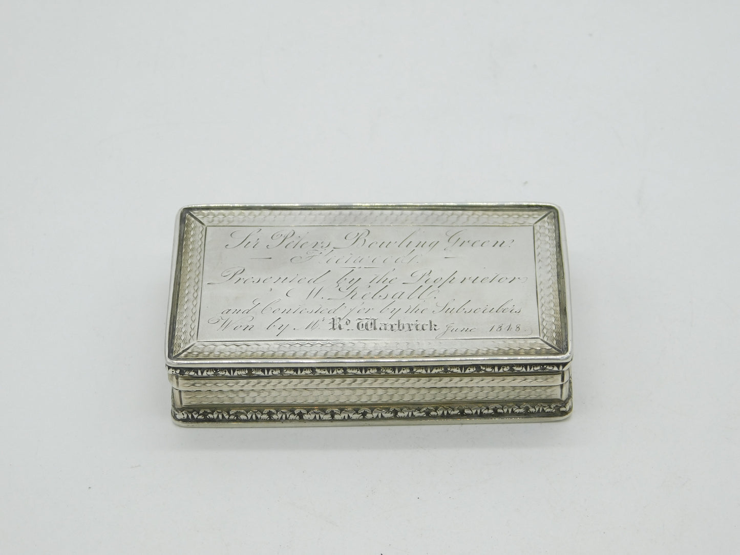 William IV Sterling Silver Engraved Snuff Box Antique 1835 Birmingham