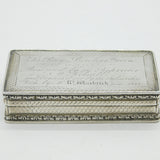 William IV Sterling Silver Engraved Snuff Box Antique 1835 Birmingham