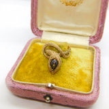 14ct Gold, Star Sapphire & Ruby Set Snake Serpent Statement Ring c1970 Vintage