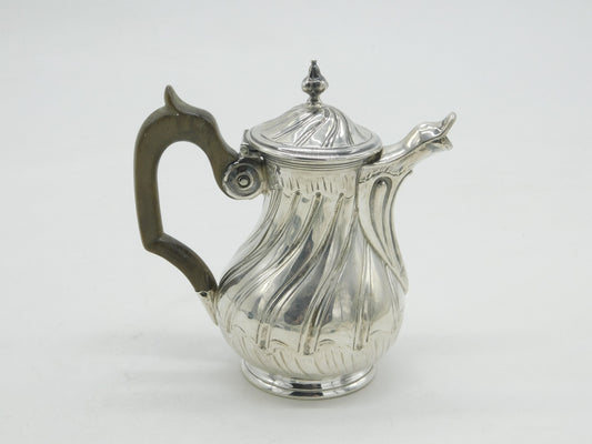 Victorian French .950 Standard Silver Chocolate Pot Antique c1860 Fleur-De-Lys