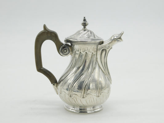 Victorian French .950 Standard Silver Chocolate Pot Antique c1860 Fleur-De-Lys