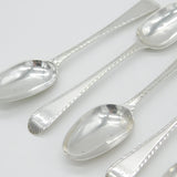 Early Georgian Set of Six Sterling Silver Bright Cut Tea Spoons Antique c1770