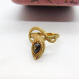 14ct Gold, Star Sapphire & Ruby Set Snake Serpent Statement Ring c1970 Vintage