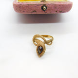 14ct Gold, Star Sapphire & Ruby Set Snake Serpent Statement Ring c1970 Vintage