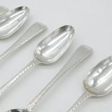 Early Georgian Set of Six Sterling Silver Bright Cut Tea Spoons Antique c1770