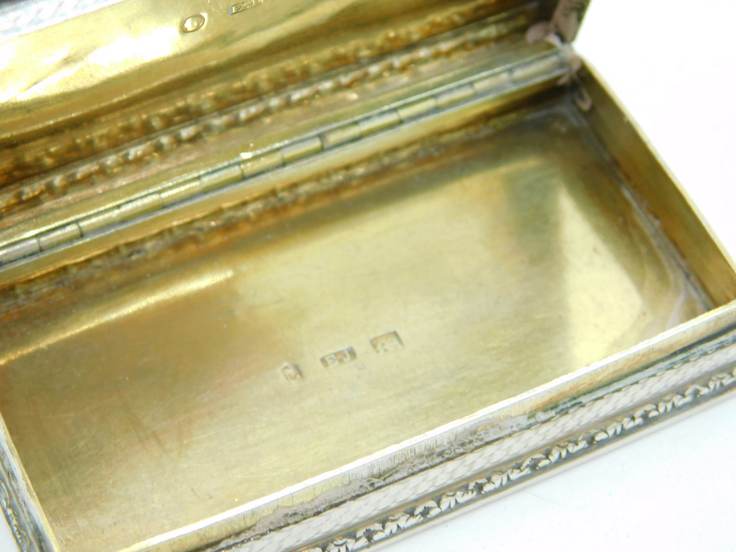 William IV Sterling Silver Engraved Snuff Box Antique 1835 Birmingham
