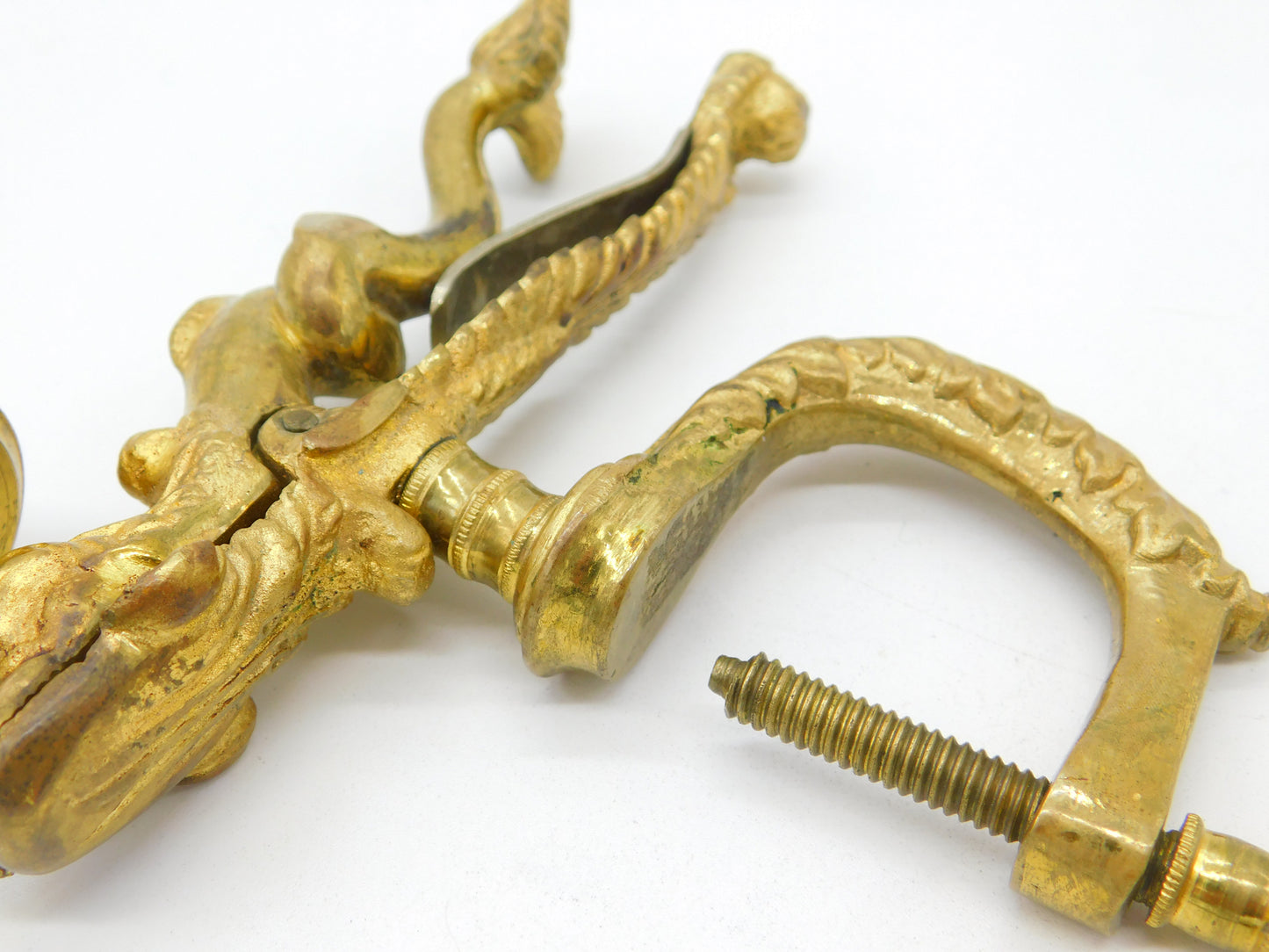 French Art Nouveau Victorian Gilt Metal Dolphin Table Clamp Pin Cushion Antique c1880