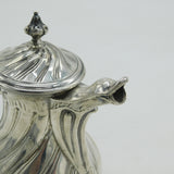 Victorian French .950 Standard Silver Chocolate Pot Antique c1860 Fleur-De-Lys