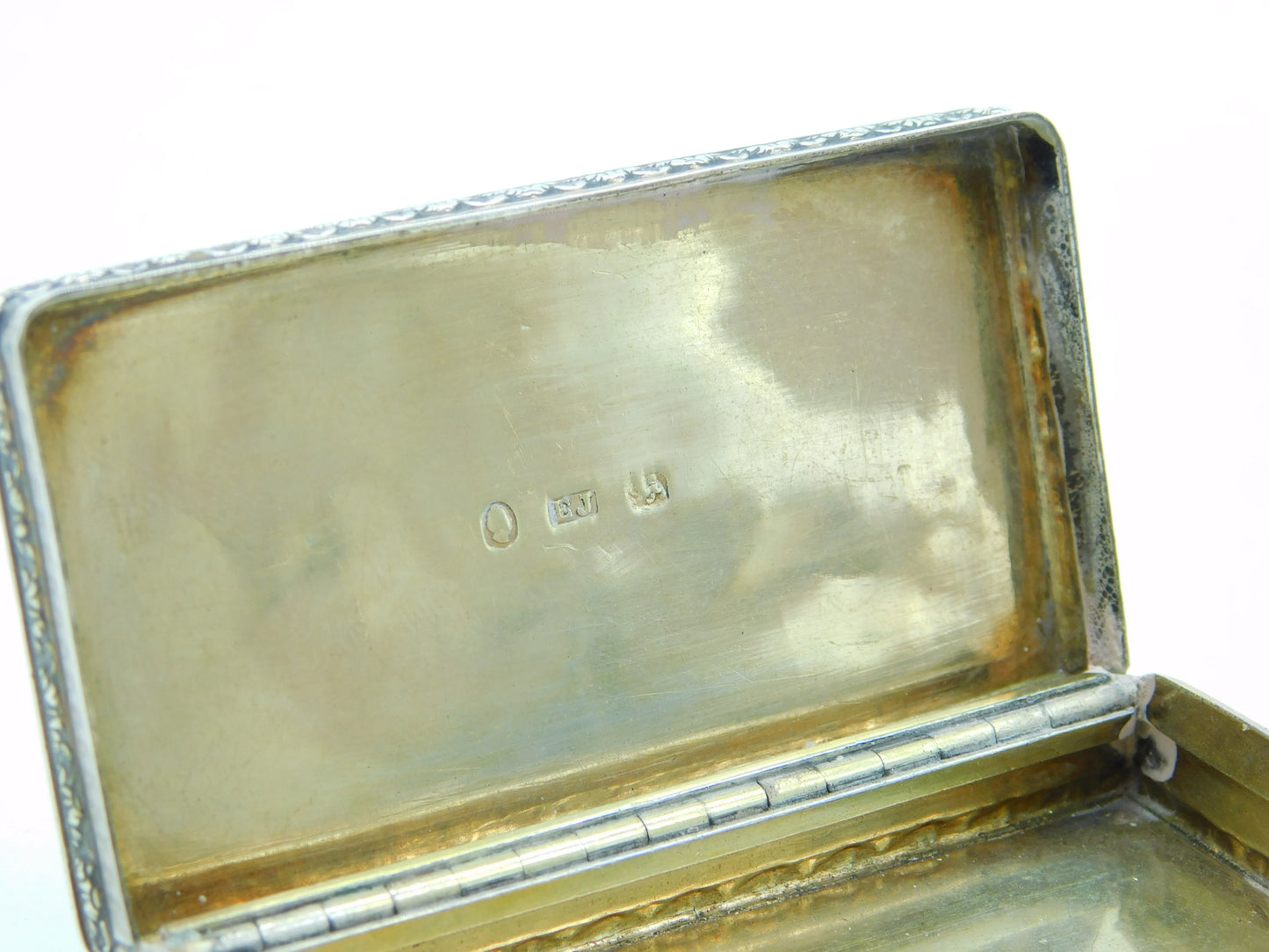 William IV Sterling Silver Engraved Snuff Box Antique 1835 Birmingham