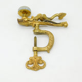 French Art Nouveau Victorian Gilt Metal Dolphin Table Clamp Pin Cushion Antique c1880