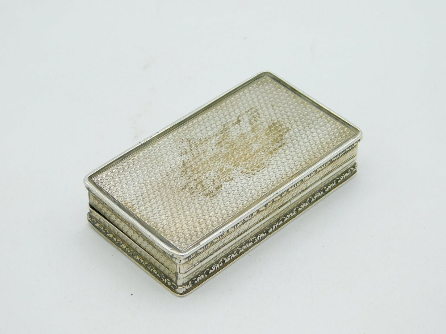 William IV Sterling Silver Engraved Snuff Box Antique 1835 Birmingham