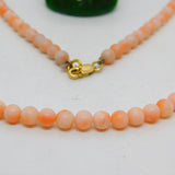 9ct Yellow Gold & Carved Angel Skin Coral Beaded Necklace Antique c1920