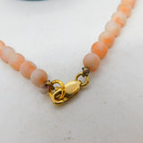 9ct Yellow Gold & Carved Angel Skin Coral Beaded Necklace Antique c1920