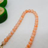 9ct Yellow Gold & Carved Angel Skin Coral Beaded Necklace Antique c1920