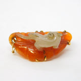 19th Century Chinese 20ct Gold & Carved Jade Cat Brooch Pendant Antique c1880s