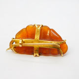 19th Century Chinese 20ct Gold & Carved Jade Cat Brooch Pendant Antique c1880s