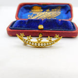 Victorian 15ct Gold Seed Pearl Set Crescent & Star Sweetheart Brooch c1860