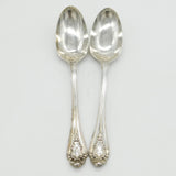 Victorian Sterling Silver Marlborough Pattern Serving Spoon Pair Antique 1841