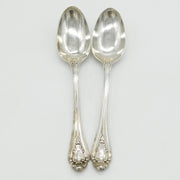 Victorian Sterling Silver Marlborough Pattern Serving Spoon Pair Antique 1841