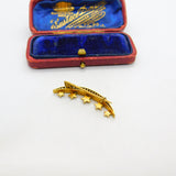 Victorian 15ct Gold Seed Pearl Set Crescent & Star Sweetheart Brooch c1860