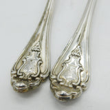 Victorian Sterling Silver Marlborough Pattern Serving Spoon Pair Antique 1841