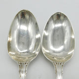 Victorian Sterling Silver Marlborough Pattern Serving Spoon Pair Antique 1841